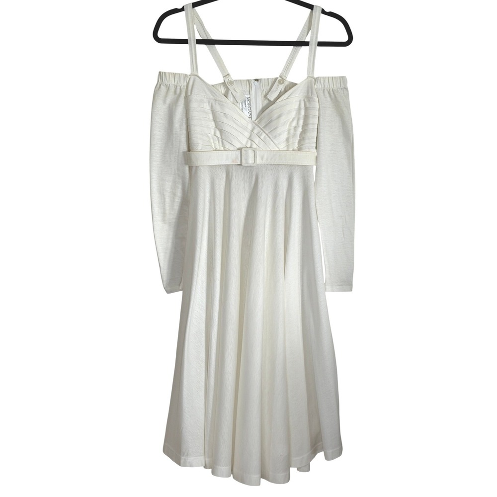 Vintage Morgane Le Fay Off Shoulder Empire Waist Midi Dress M Romantic Ren Fair - Picture 5 of 16